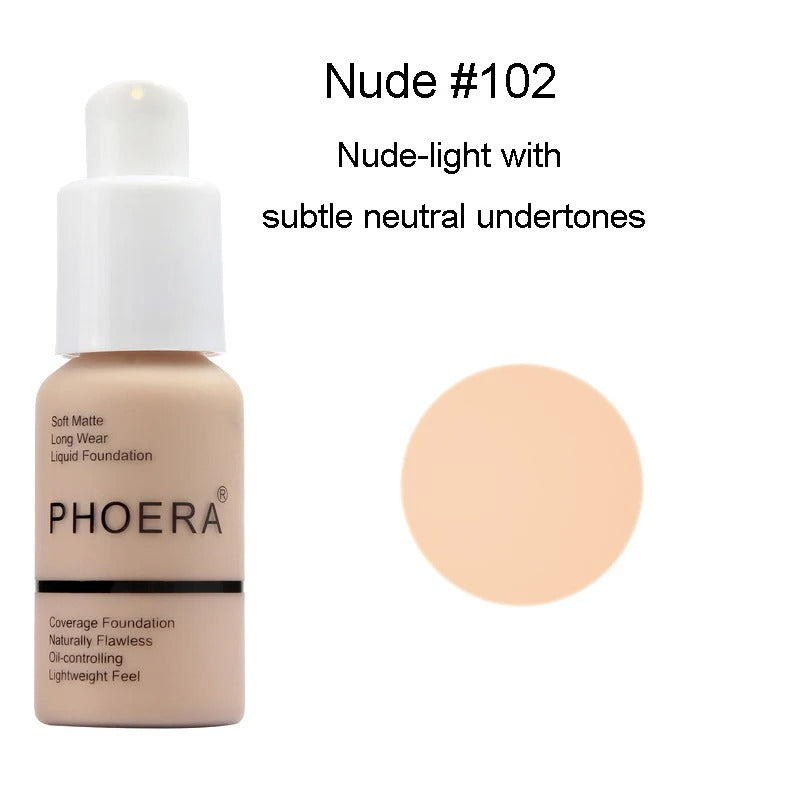 Phoera Foundation Whitening Matte Concealer Brighten Waterproof Oil-control Dark Circles Makeup Base Full Coverage Cosmetic