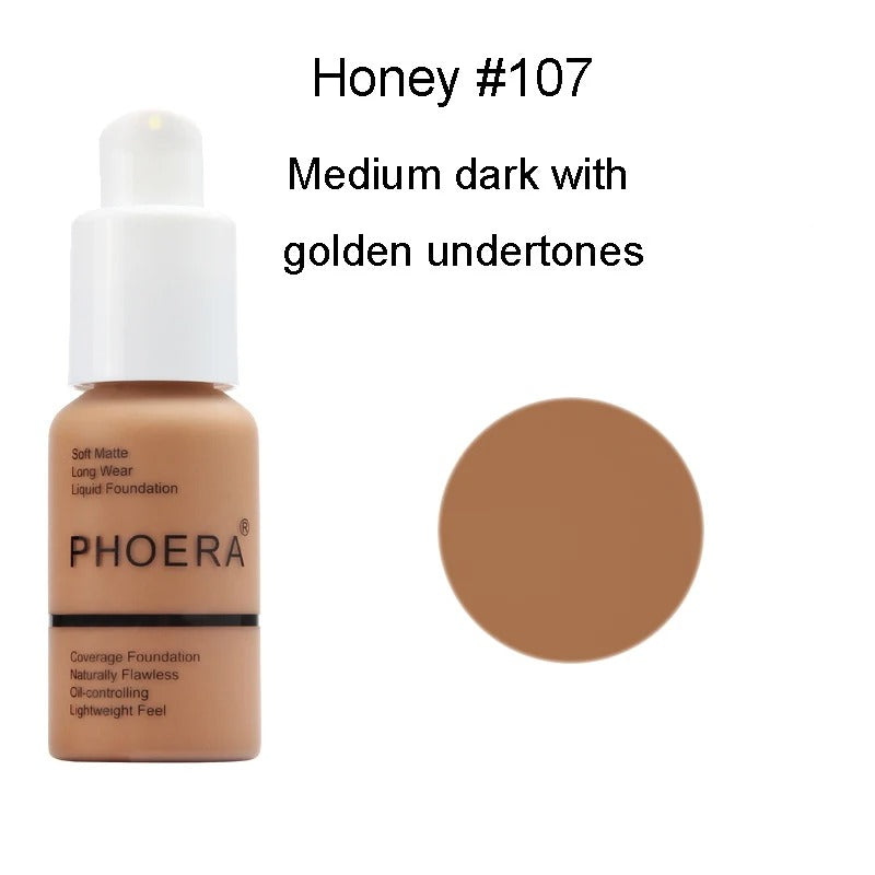 Phoera Foundation Whitening Matte Concealer Brighten Waterproof Oil-control Dark Circles Makeup Base Full Coverage Cosmetic