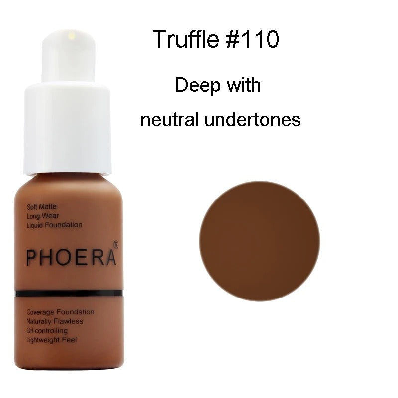 Phoera Foundation Whitening Matte Concealer Brighten Waterproof Oil-control Dark Circles Makeup Base Full Coverage Cosmetic