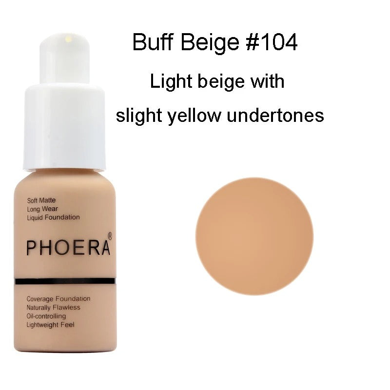 Phoera Foundation Whitening Matte Concealer Brighten Waterproof Oil-control Dark Circles Makeup Base Full Coverage Cosmetic